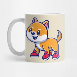 Cute Shiba Inu Dog Wearing Shoes Cartoon Mug